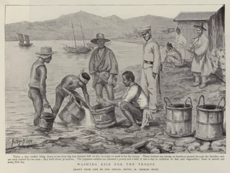 Rijst wassen voor de troepen